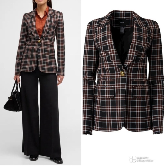 CURRENT SEASON Smythe "Hutton" stretch blazer in black plaid NWT - Picture 1 of 16